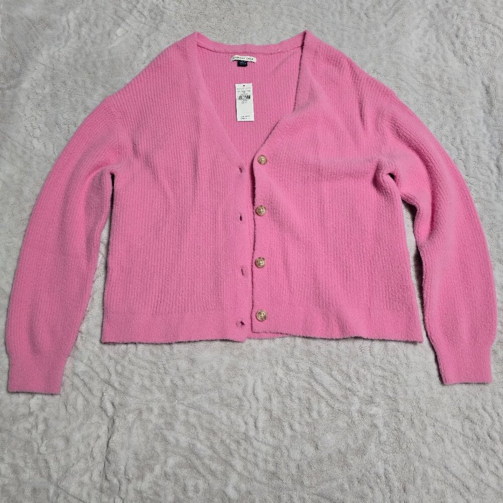 NWT Pink American Eagle fuzzy Cardigan